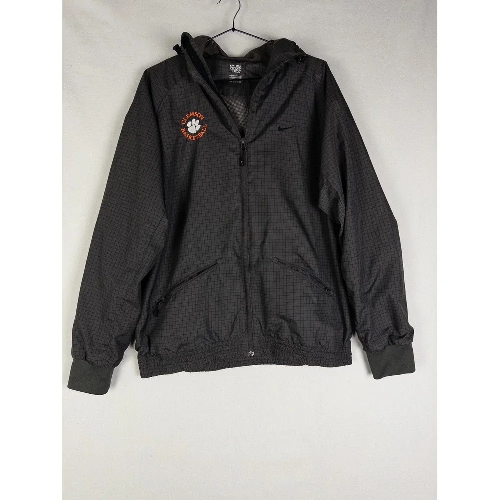 Nike The Athletic Dept Clemson Basketball Jacket Mens L Gray Check Full Zip Mesh